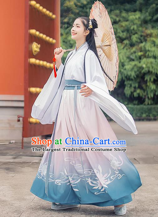 Chinese Ancient Court Maid Hanfu Dress Traditional Han Dynasty Princess Palace Lady Embroidered Historical Costume for Women