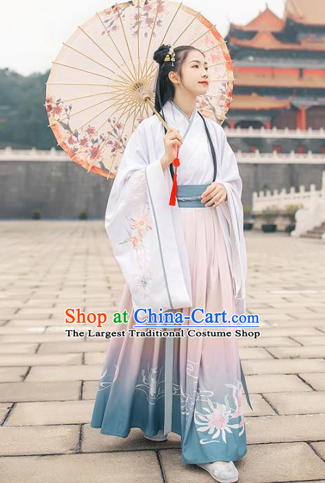 Chinese Ancient Court Maid Hanfu Dress Traditional Han Dynasty Princess Palace Lady Embroidered Historical Costume for Women