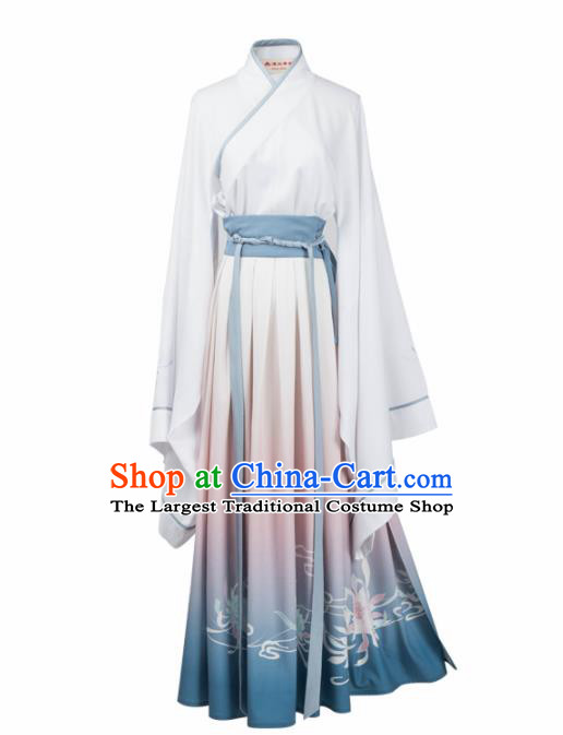 Chinese Ancient Court Maid Hanfu Dress Traditional Han Dynasty Princess Palace Lady Embroidered Historical Costume for Women