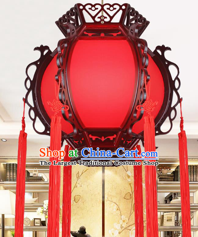 Chinese Traditional Wood Red Sheepskin Palace Lantern Handmade New Year Hanging Lanterns Ceiling Lamp