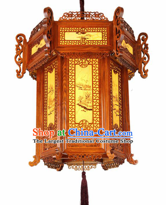 Chinese Traditional Handmade Wood Carving Palace Lantern Hanging Lanterns Ceiling Lamp