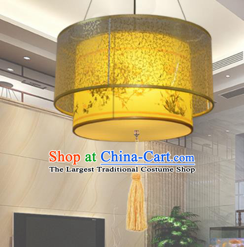 Chinese Traditional Classical Yellow Ceiling Palace Lantern Handmade New Year Lanterns Hanging Lamp