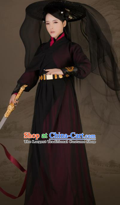 Chinese Ancient Female Swordsman Hanfu Dress Traditional Song Dynasty Knight Historical Costume for Women