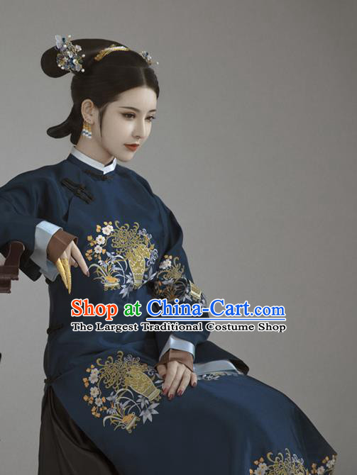 Chinese Ancient Court Empress Hanfu Dress Traditional Qing Dynasty Manchu Queen Historical Costume for Women