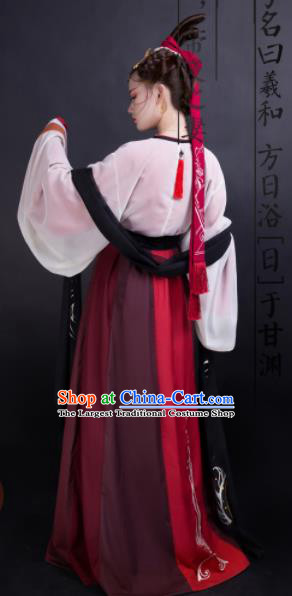 Chinese Jin Dynasty Swordswoman Dress Traditional Ancient Palace Princess Hanfu Historical Costume for Women