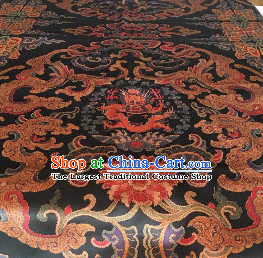 Empress Classic Royal 100% Pure Silk Round Dragon Pattern Fabric Chinese Traditional Silk Fabrics