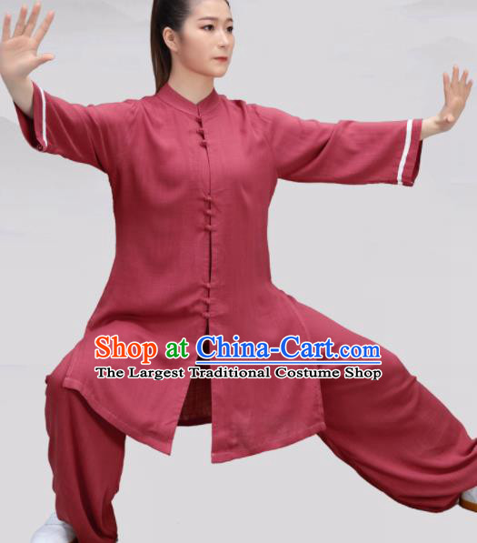 Chinese Traditional Martial Arts Red Costume Tai Ji Kung Fu Clothing for Women