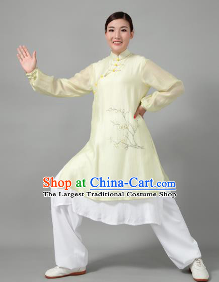 Traditional Chinese Martial Arts Printing Plum Blossom Green Costume Tai Ji Kung Fu Competition Clothing for Women