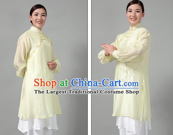 Traditional Chinese Martial Arts Printing Plum Blossom Green Costume Tai Ji Kung Fu Competition Clothing for Women