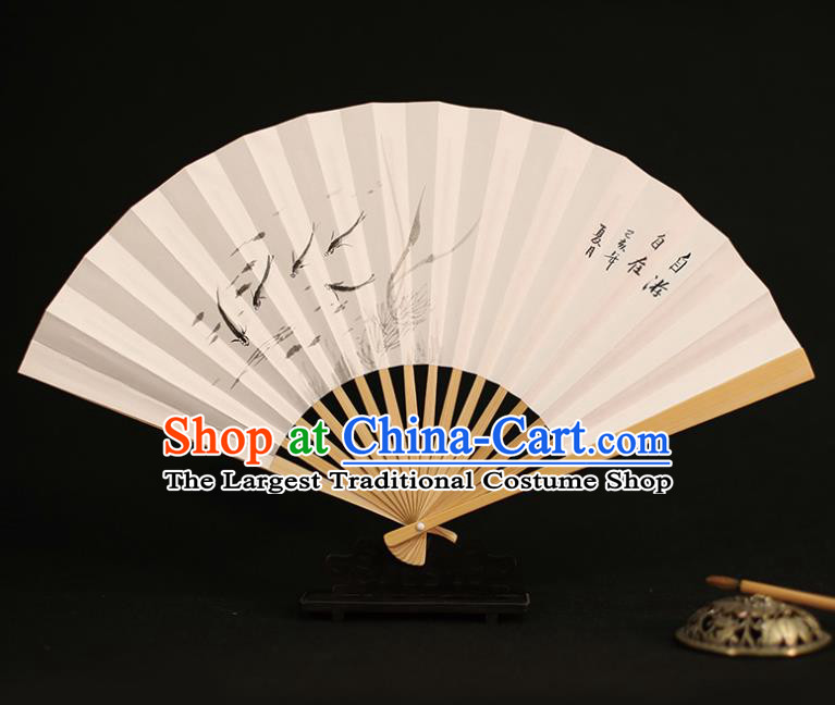 Chinese Traditional Ink Painting Fishes Paper Folding Fans Classical Accordion Handmade Fans for Women