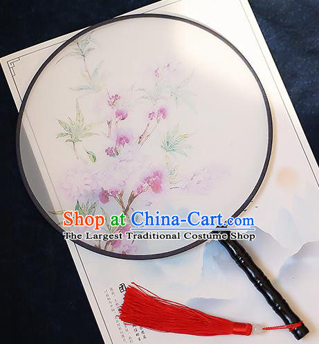 Chinese Traditional Printing Begonia Silk Round Fans Handmade Classical Palace Fans for Women