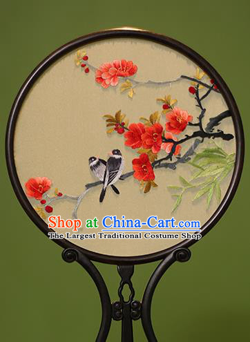 Chinese Traditional Handmade Embroidered Malus Spectabilis Silk Round Fans Classical Palace Fans for Women