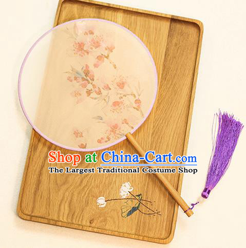 Chinese Traditional Printing Dance Silk Round Fans Handmade Classical Palace Fans for Women