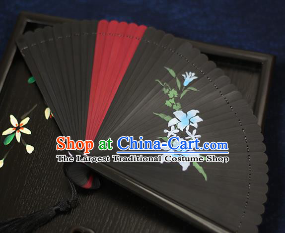 Chinese Handmade Printing Flowers Bamboo Fans Classical Accordion Traditional Folding Fans for Women