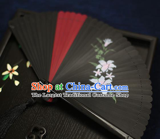 Chinese Handmade Printing Pink Flowers Bamboo Fans Classical Accordion Traditional Folding Fans for Women