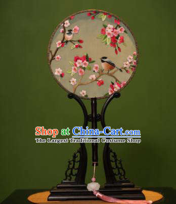 Handmade Chinese Double Side Silk Embroidered Round Fan Traditional Classical Palace Fans for Women