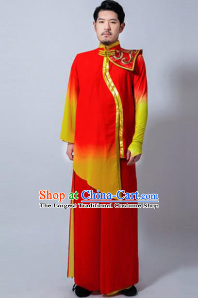 Chinese Folk Dance Drum Dance Red Costume Classical Dance Clothing for Men