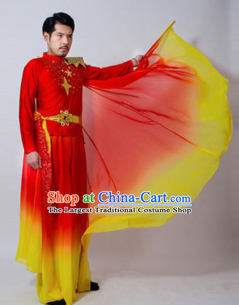 Chinese Folk Dance Yanko Dance Red Costume Classical Dance Drum Dance Clothing for Men