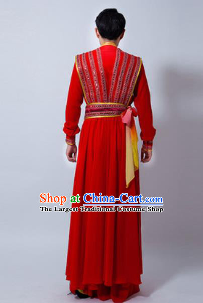 Chinese Folk Dance Drum Dance Yanko Dance Red Costume Classical Dance Clothing for Men