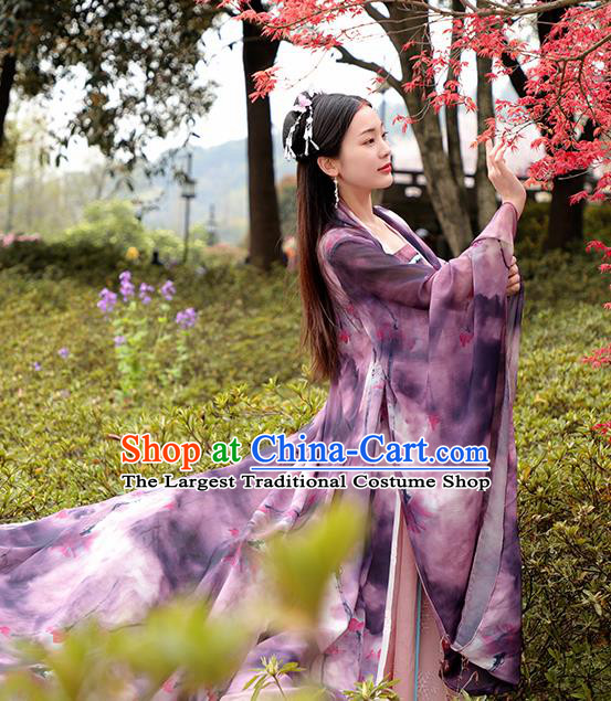 Chinese Ancient Goddess Peri Hanfu Dress Tang Dynasty Imperial Consort Historical Costume for Women