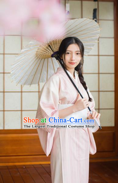 Japanese Traditional Handmade Pink Kimono Dress Asian Japan Geisha Yukata Costume for Women