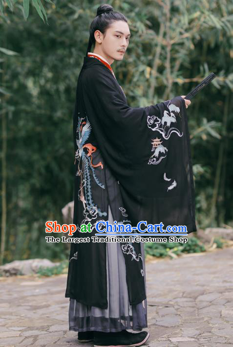 Chinese Ancient Prince Nobility Childe Embroidered Hanfu Clothing Jin Dynasty Swordsman Historical Costume for Men