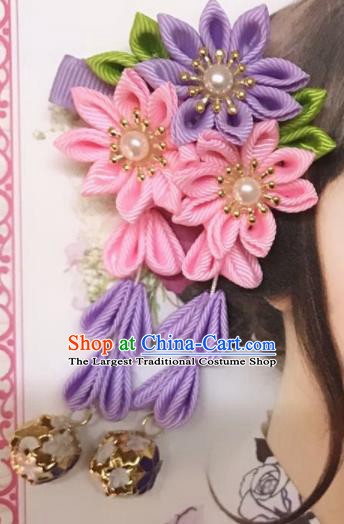 Japanese Traditional Kimono Sakura Hair Claw Handmade Japan Geisha Hair Accessories for Women