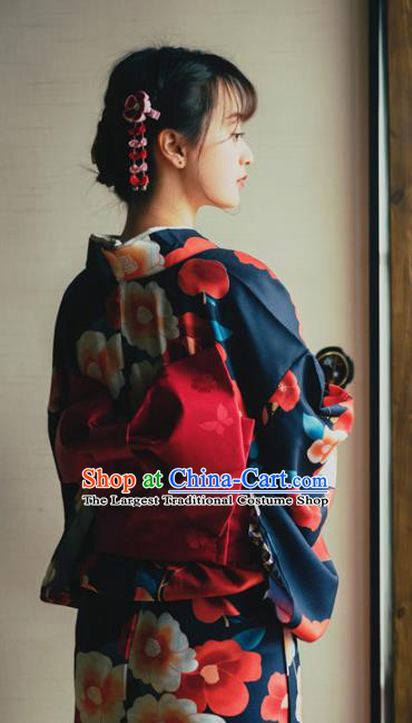 Japanese Traditional Costume Printing Furisode Kimono Dress Asian Japan Yukata for Women