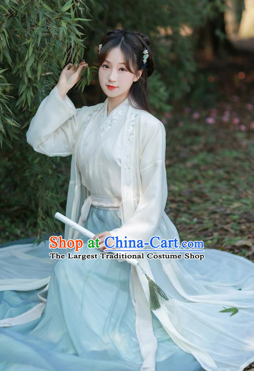 Chinese Ancient Nobility Lady Embroidered Hanfu Dress Song Dynasty Historical Costume for Women
