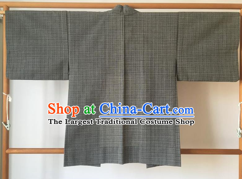 Traditional Japanese Samurai Kimono Grey Haori Coat Asian Japan Handmade Warrior Yukata Costume for Men