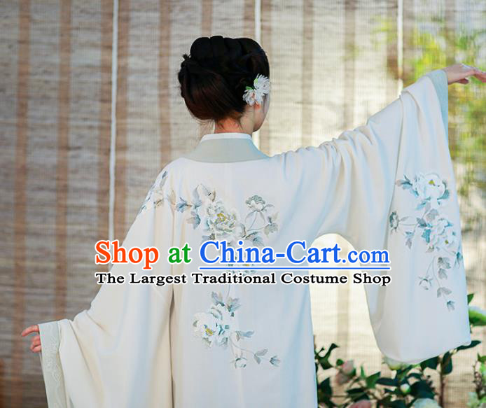 Chinese Song Dynasty Imperial Consort Historical Costume Traditional Ancient Peri Embroidered Hanfu Dress for Women