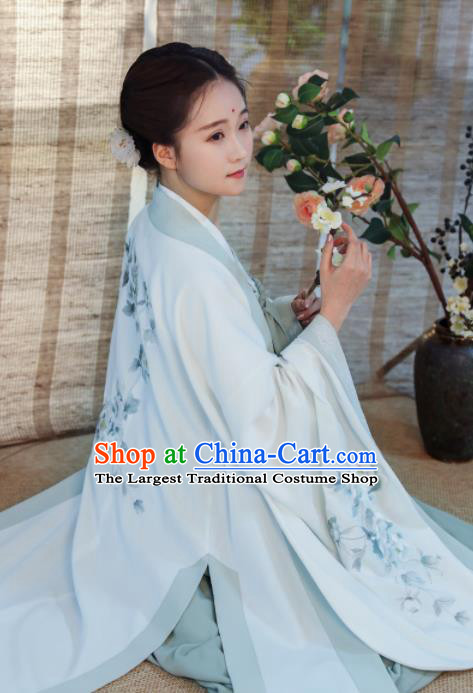 Chinese Song Dynasty Imperial Consort Historical Costume Traditional Ancient Peri Embroidered Hanfu Dress for Women