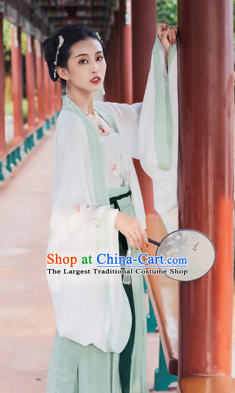 Chinese Traditional Embroidered Hanfu Dress Ancient Song Dynasty Young Lady Historical Costume for Women