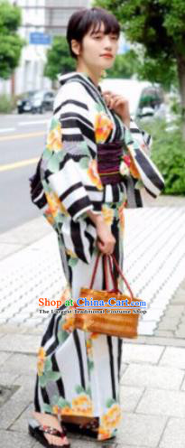 Japanese Traditional Printing Peony Flowers Kimono Asian Japan Costume Geisha Yukata Dress for Women