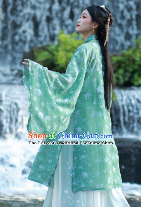 Ancient Chinese Ming Dynasty Dowager Historical Costume Traditional Nobility Lady Green Hanfu Dress for Women