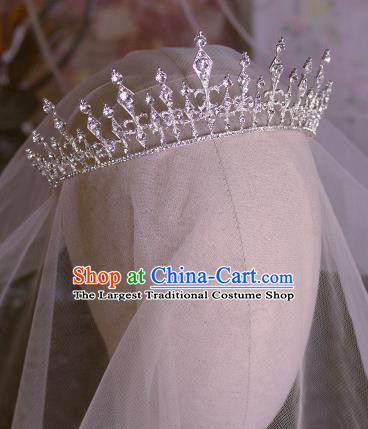 Handmade Wedding Hair Accessories Baroque Bride Crystal Royal Crown for Women