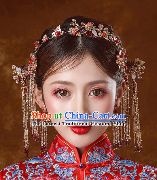 Traditional Chinese Ancient Bride Tassel Hairpins Hair Clasp Handmade Wedding Hair Accessories for Women