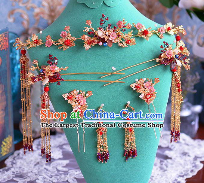 Traditional Chinese Ancient Bride Tassel Hairpins Hair Clasp Handmade Wedding Hair Accessories for Women