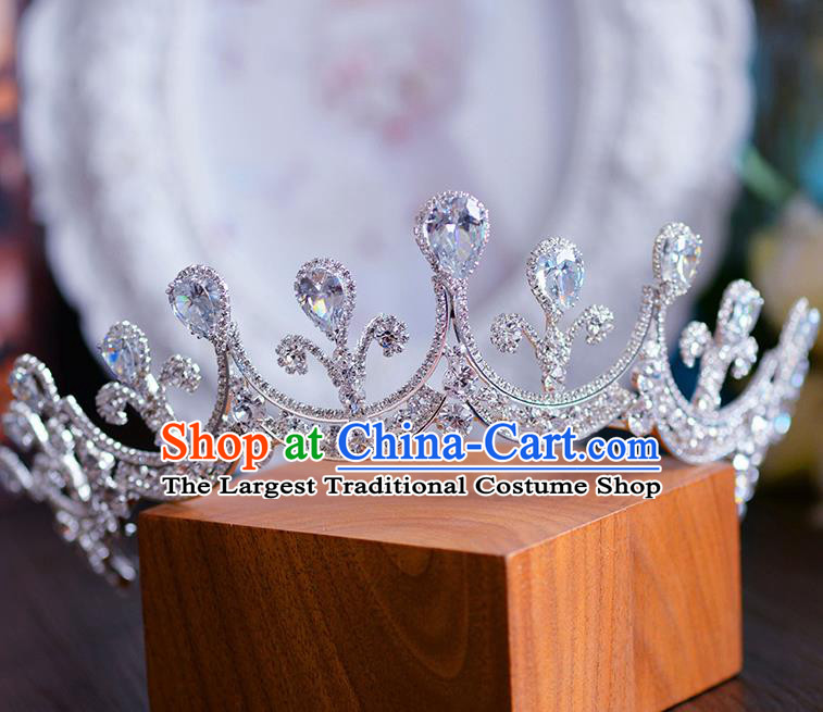 Handmade European Wedding Hair Accessories Baroque Queen Crystal Royal Crown for Women