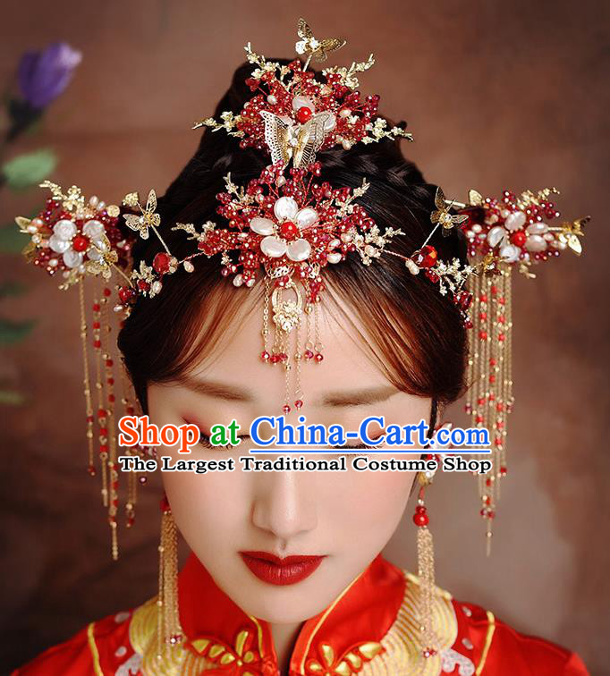 Traditional Chinese Ancient Bride Hairpins Tassel Hair Clasp Handmade Wedding Hair Accessories for Women
