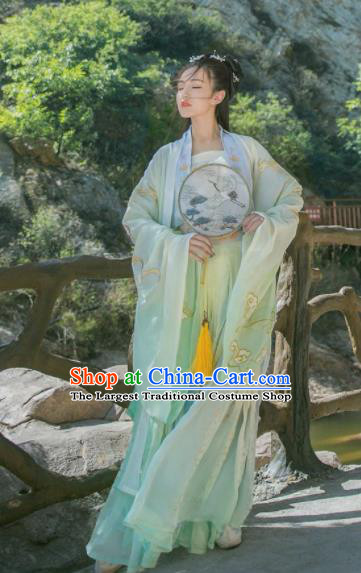 Chinese Song Dynasty Palace Princess Historical Costume Traditional Ancient Court Dance Green Hanfu Dress for Women