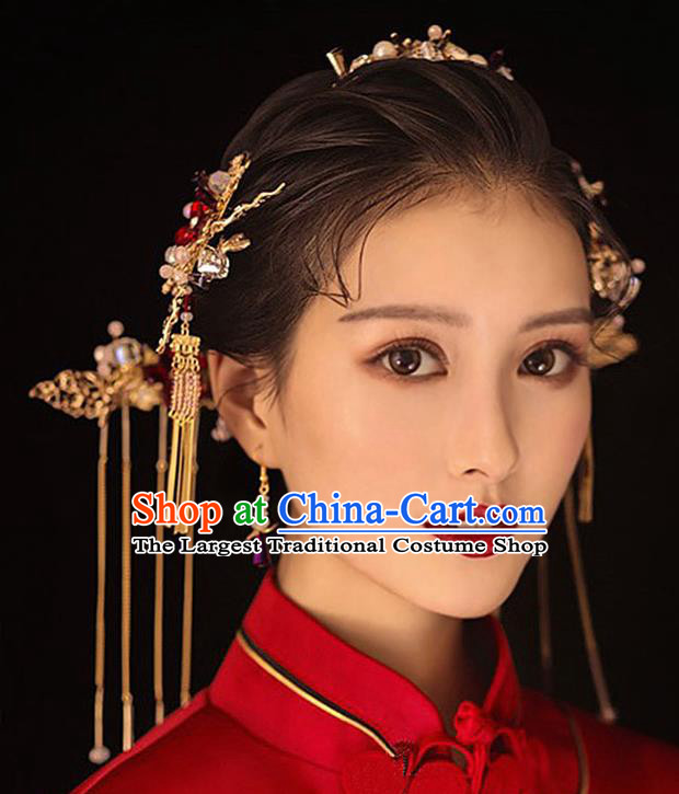 Traditional Chinese Ancient Hanfu Hair Comb Bride Hairpins Handmade Wedding Hair Accessories for Women