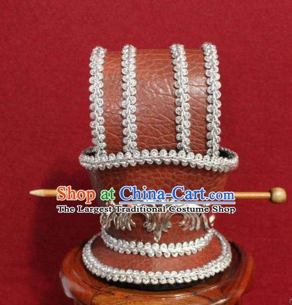 Traditional Chinese Ancient Prince Orange Hairdo Crown Handmade Nobility Childe Hat Swordsman Hair Accessories for Men