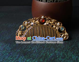 Traditional Chinese Ancient Princess Golden Hair Comb Hairpins Handmade Hanfu Hair Accessories for Women