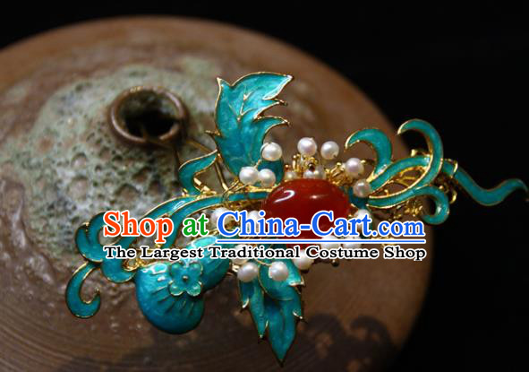 Traditional Chinese Ancient Qing Dynasty Blueing Hairpins Handmade Wedding Hair Accessories for Women
