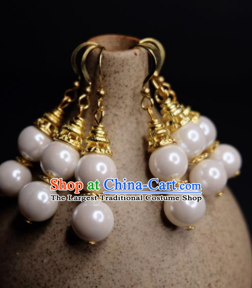 Traditional Chinese Ancient Qing Dynasty Princess Earrings Handmade Hanfu Ear Accessories for Women