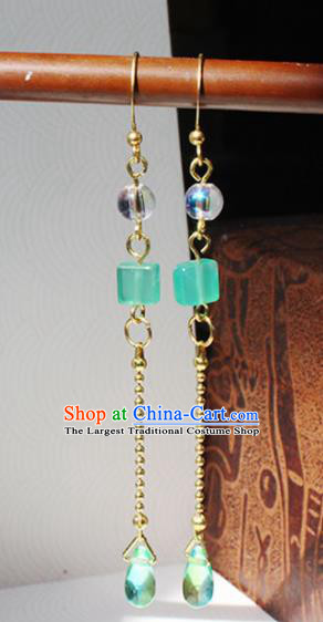 Handmade Chinese Ancient Princess Long Tassel Earrings Traditional Hanfu Jewelry Accessories for Women