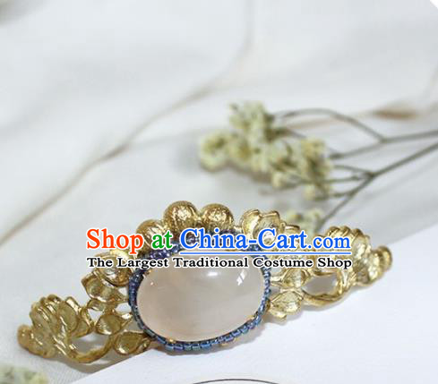 Traditional Chinese Ancient Hanfu Rose Chalcedony Hair Clip Princess Hairpins Handmade Hair Accessories for Women