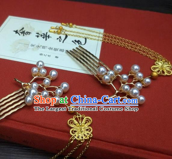 Traditional Chinese Ancient Queen Hanfu Tassel Hair Combs Hairpins Handmade Wedding Hair Accessories for Women