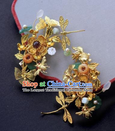 Traditional Chinese Ancient Golden Hair Claws Hairpins Handmade Hanfu Hair Accessories for Women